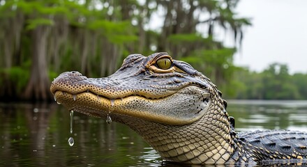 Obraz premium Close Up of Alligator in Water.