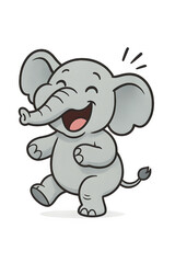Naklejka premium cartoon laughing elephant illustration