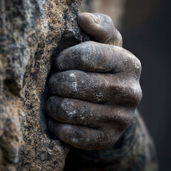 Climber hand gripping rock
