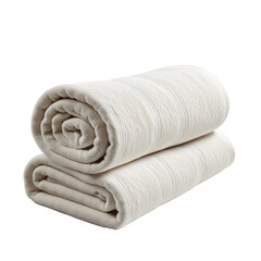 Rolled cream cotton blankets, soft, bedroom, calm background, bedding