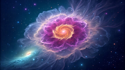 Vibrant nebula swirls with cosmic dust and distant stars