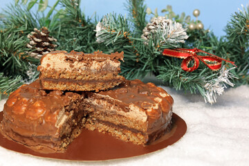 Christmas cake with chocolate