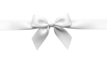 White ribbon bow isolated on transparent background for gift wrapping and decoration design