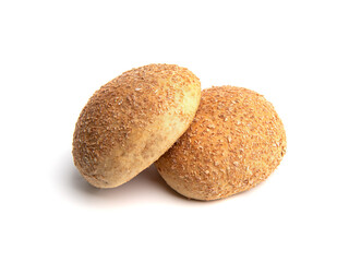 Two buns isolated on white background
