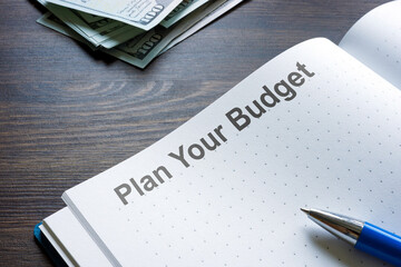 Notebook plan your budget. Money management.