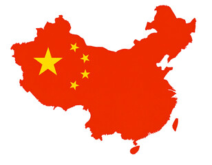 Naklejka premium Map of China with National Flag Colors, Transparent Png