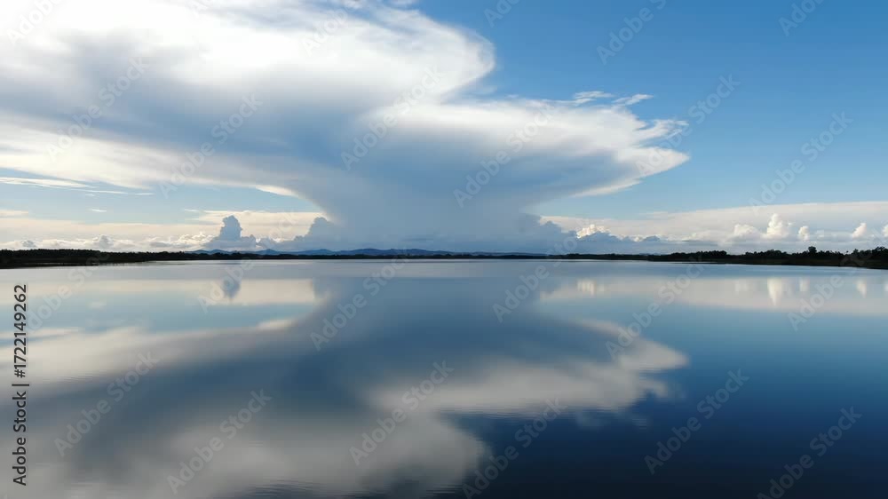 Canvas Prints dramatic clouds move gracefully across the sky, reflecting their dynamic patterns on a still body of