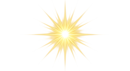 Golden starburst light effect isolated on transparent background for design elements
