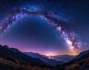 Milky Way arch over mountain range