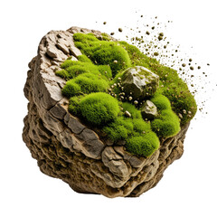 Mossy rock disintegration, aerial view, nature, erosion
