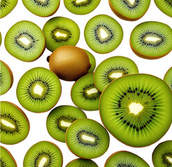 Fototapeta premium Kiwi fruit slices, pattern, background, food, design