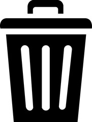 delete glyph icon  Garbage Can Icon  recycle bin icon Trash Can Icon Solid Black Trash Can Icon with Lid and Handle, Simple Vector Image Garbage Line Icon with Editable Stroke and Pixel Perfect 