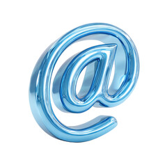 3D light blue email symbol, glossy, isolated