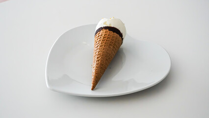 Ice Cream Cone on Heart Plate