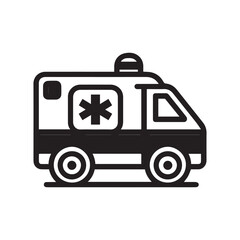 Flat Minimal Ambulance Icon – Emergency Medical Vector