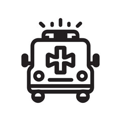 Flat Minimal Ambulance Icon – Emergency Medical Vector