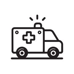 Flat Minimal Ambulance Icon – Emergency Medical Vector