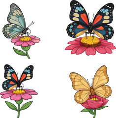 Butterfly illustration, flower butterflies, vibrant colors, butterfly artwork, garden, nectar, butterfly nature, butterfly poses, butterfly and flower, butterfly wings, butterfly pattern,