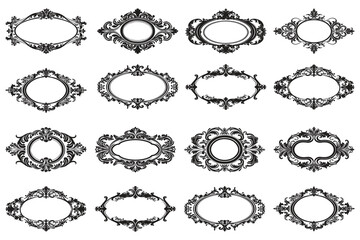 Ornate decorative oval frames collection elegant vintage borders for design and artwork
