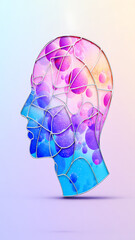 Abstract human head profile with colorful bubbles image