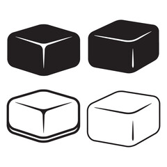 Butter block icon set silhouette outline vector