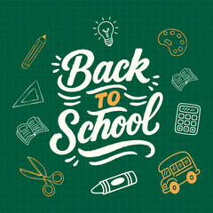 Back to School Vector Illustration, Chalkboard Design with Hand Drawn Education Icons, Doodle Style Classroom Elements, Creative Learning and Study Concept, School Supplies Poster