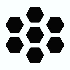 Seven Rounded Hexagon Shapes Silhouette Icon