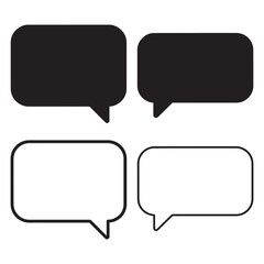 Chat message icon set silhouette outline vector