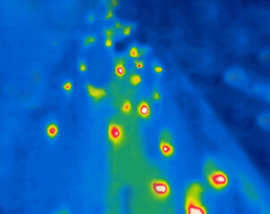 motorcycle road traffic. Image from thermal imager device.