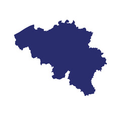 Map of Belgium, sign silhouette. World Map Globe. Vector Illustration isolated on transparent background. Europe continent.