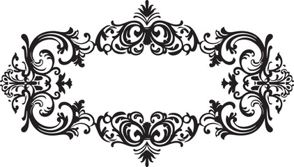 Elegant black ornate flourish frame for classic design elements and decorative accents