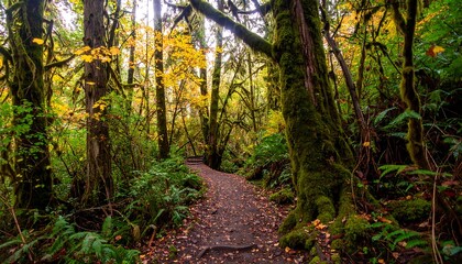 Obraz premium Forest Path Through Lush Undergrowth.