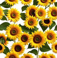 Vibrant sunflowers, lush field, summer, textile design