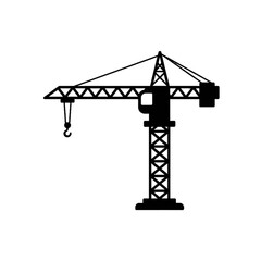 Construction crane Silhouette Black and white Tower crane lifting equipment industrial site