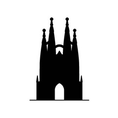 Sagrada Familia Silhouette Black and white minimalist landmark Barcelona Spain architecture