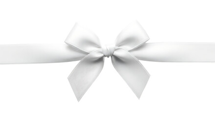 Elegant white ribbon bow isolated on transparent background for gift wrapping or decoration