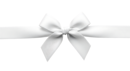 Elegant white ribbon bow isolated on transparent background for gift wrapping or decoration