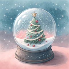  Enchanting Winter Wonderland Snow Globe with Festive Tree and Gently Falling Snow