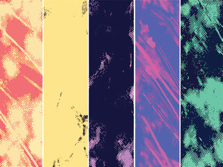 Retro Punk Poster Texture Set – Graffiti Street Art, Comic Gradient, Grunge Folded Paper & Halftone Backgrounds