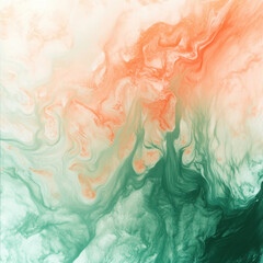Abstract painting with green and peach color combination