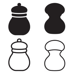 Pepper grinder icon set silhouette outline vector design