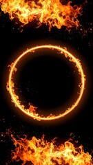 Fiery circle frame on black background (1)