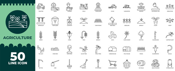 Collection of Agriculture Line Icon Set