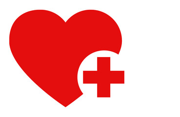 red heart with a plus sign icon symbolizing health medical care and wellbeing