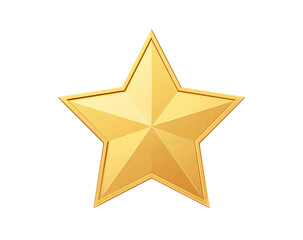 Polished Gold Star with Subtle Shading on Black golden isolated on a transparent background in PNG format.