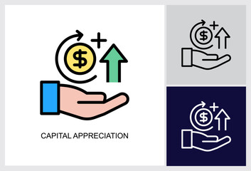 Capital Appreciation icon Multi Style Vector Illustration 