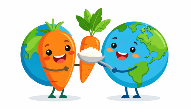 Earth and Carrot Sharing a Meal Promoting Healthy Eating and Sustainable Living Together