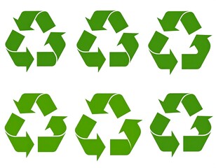 Obraz premium Six green recycle symbols