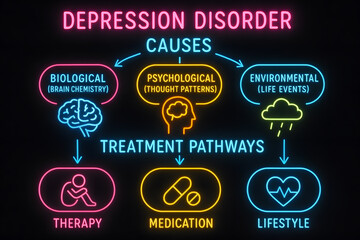 Mental Health Pathways Showing Treatment Options and Wellness Journeys for Psychology Concepts