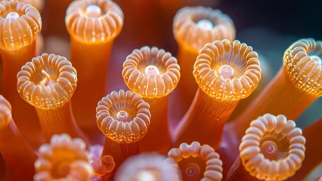 Close-up of Orange Sea Anemones.